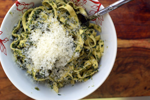pasta with ramps and stinging nettles pesto