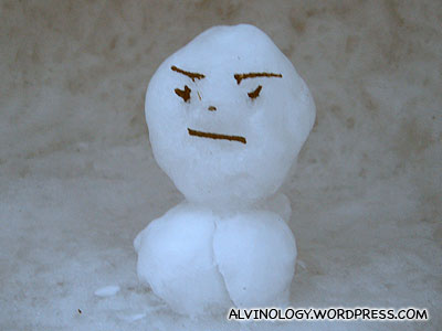 Sad-looking snowman