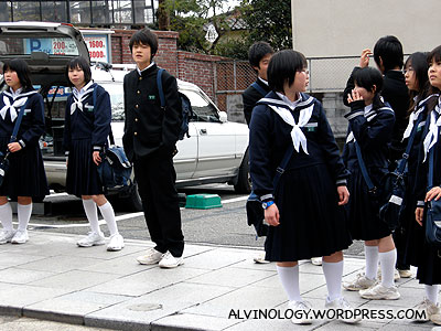 Japanese school kids on school excursion