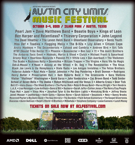 Lineup for ACL Music Festival 2009 Announced - The Panic Manual | The ...