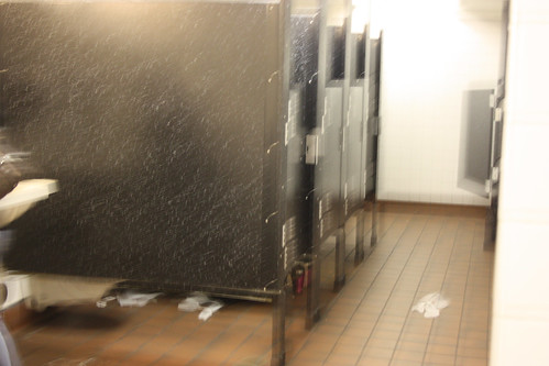 The short toilet doors at Pike Place Markets