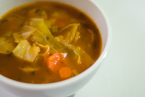 cabbage soup with white beans and sausage (by bookgrl)