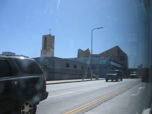 Coming Temple Street we pass, appropriately enough, Rafael Moneos Cathedral of Our Lady of Angels, a massive Catholic church overlooking downtown.