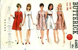 Vintage Butterick Pattern 4485 A Line Babydoll Inverted Pleat Dress Size 10 Bust 31 Waist 24 Hip 33