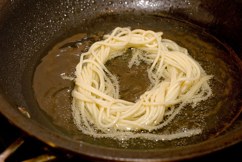 Pan Frying Spaghetti Nest