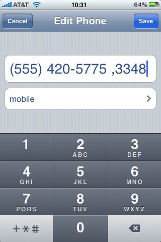 Add an Extension to A Contact's Phone Number