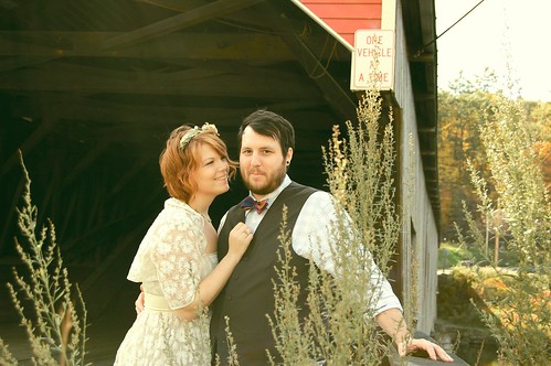 Bride and groom on the farm