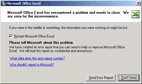 Excel has crashed... again!