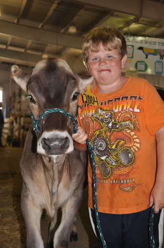 This tow-headed charmer was just as cute as his calf (even with cotton candy smears on his face.)