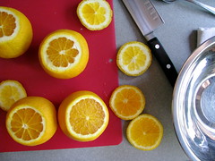 Cut just the tops off of the oranges