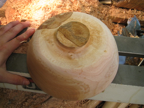 tenon on bottom of Jacaranda bowl rough