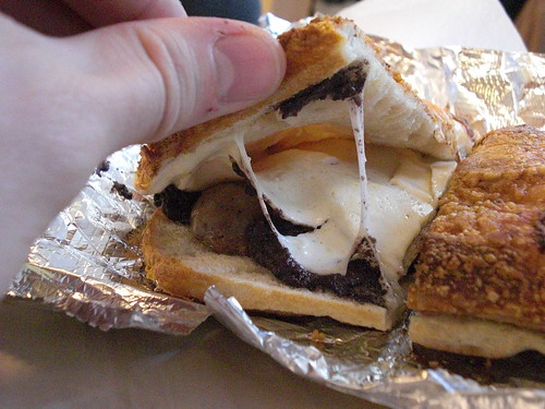 sausage tapenade mozzarella sandwich