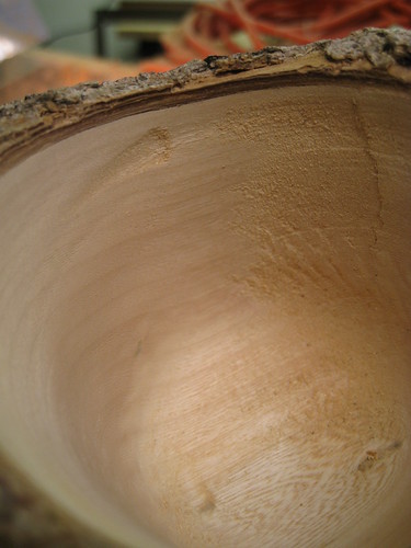 Jacaranda bowl rough inside with gouge and check