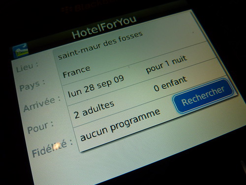 Test de l'application HotelForYou pour Blackberry 