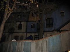 Hundertwasser house by night