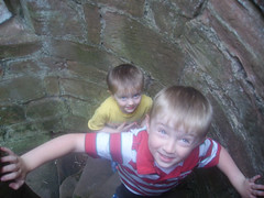 Furness Abbey - kids on the spiral stairs (flickr)