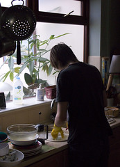 Matt doing the dishes
