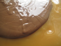 Chocolate on caramel on shortbread