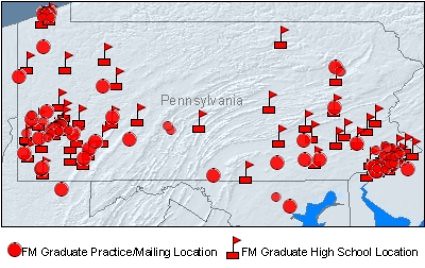 ESRI GIS Map of Pennsylvania High School Graduates and Their Location (April 2008)