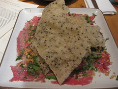 Slanted Door - prather ranch beef carpaccio with roasted peanuts, rau ram and fresh lime juice