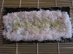 smear wasabi paste in centre