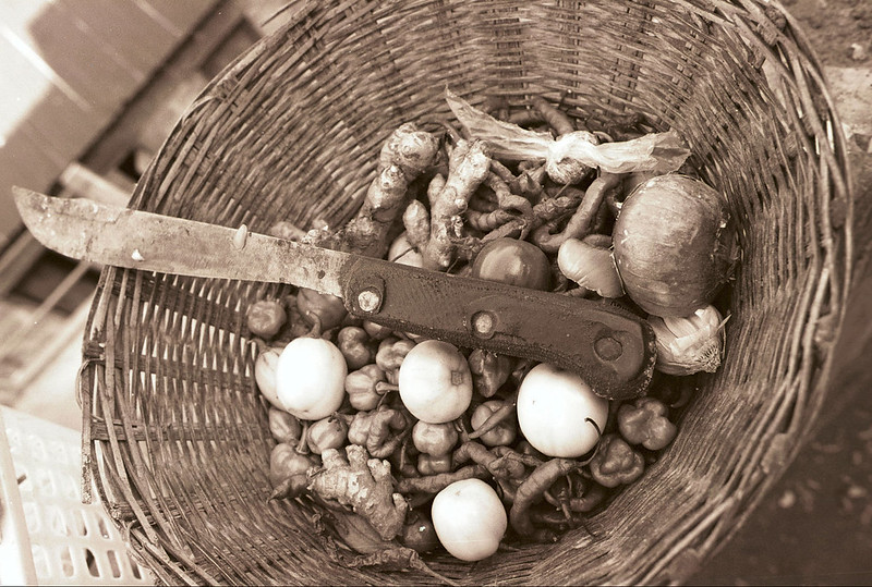 Togo West Africa Goat Head Soup Ginger and Spices Preparation Village close to Palimé formerly known as Kpalimé is a city in Plateaux Region Togo near the Ghanaian border B&W Sepia 23 April 1999 Food Spices<br/>© <a href="https://flickr.com/people/41087279@N00" target="_blank" rel="nofollow">41087279@N00</a> (<a href="https://flickr.com/photo.gne?id=3237876730" target="_blank" rel="nofollow">Flickr</a>)