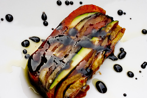 Colorful Vegetable Terrine with Balsamic Reduction