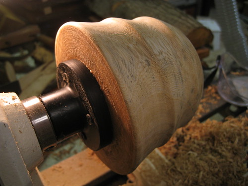 bowl turning screwed into chuck plate