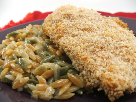 Crunchy Baked Chicken with Orzo
