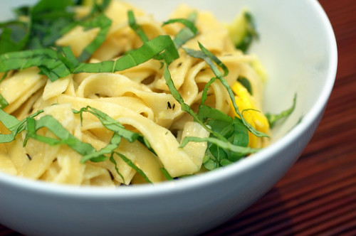 pasta with zucchini, goat cheese & lemon