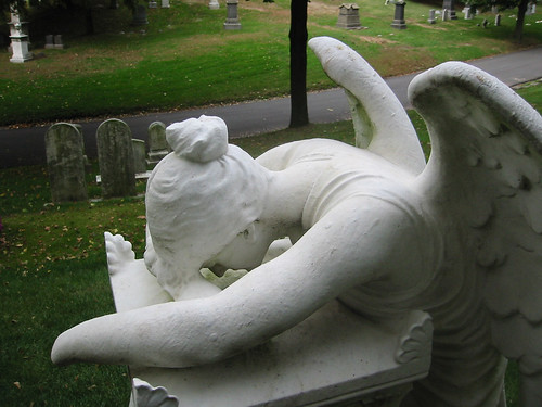 Grieving Angel white Marble Cemetery