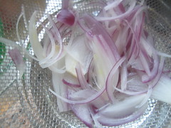 Drained blanched onions