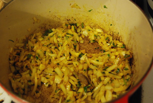 onions cooking with spices