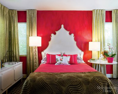 Pink + green bedroom, from Met Home: Hello, boudoir