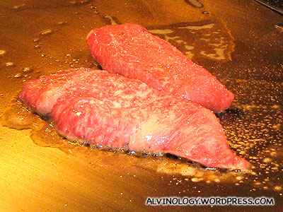 Close-up of the Kobe beef
