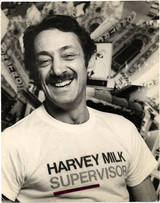 Harvey Milk at opening of 1975 campaign for Supervisor, 1975