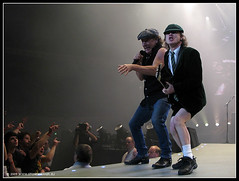 Angus Young and Brian Johnson of AC/DC opening...