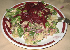 House of Prime Rib in San Francisco - Spinning Salad with extra beets