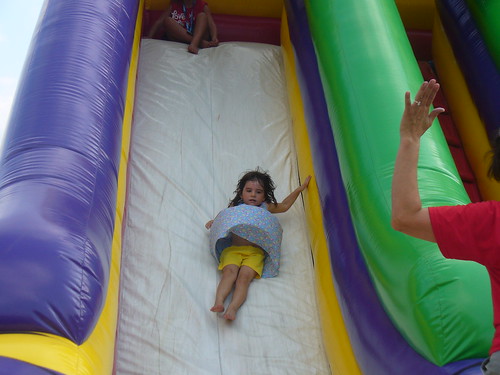 Rosie downthe slide at the fest