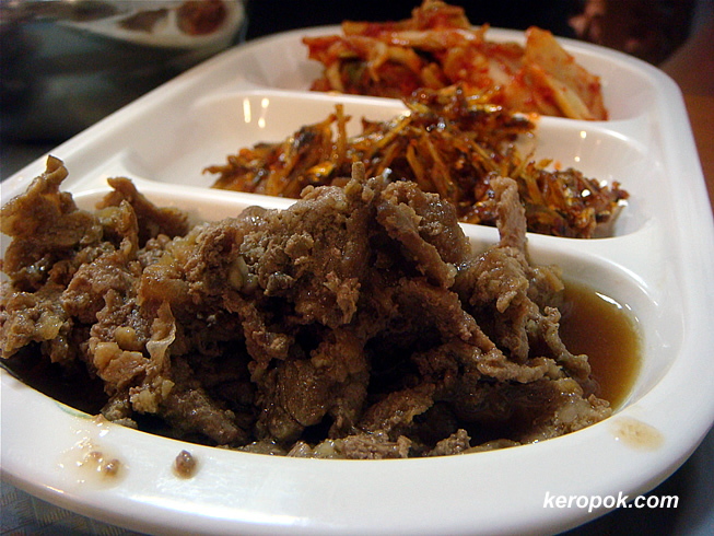 Beef, Anchovies, Kimchi set