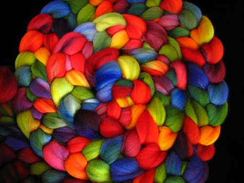 Deep Rainbow  - 8 oz Hand Dyed Corriedale Wool Top Roving