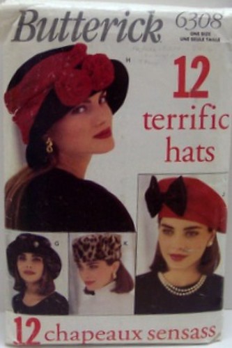 Butterick 6308 Set of 7 Ladies Hats Chapeaux Sewing Pattern One Size
