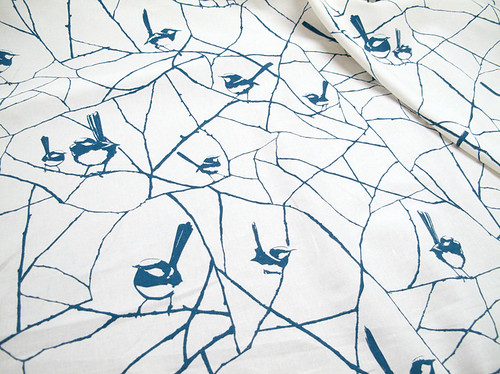 ink and spindle bird fabric