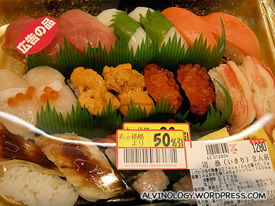 Sushi and sashimi are all 50% off after 7pm!