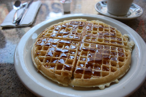 A waffle from Lincoln's Waffle Shop