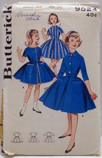 Vintage Butterick Pattern 9524 Girls Full Skirted Rockabilly Coat Dress Size 10
