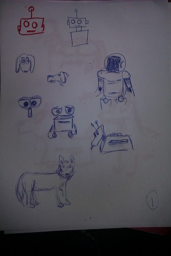 page 1 drawings of robots and dogs