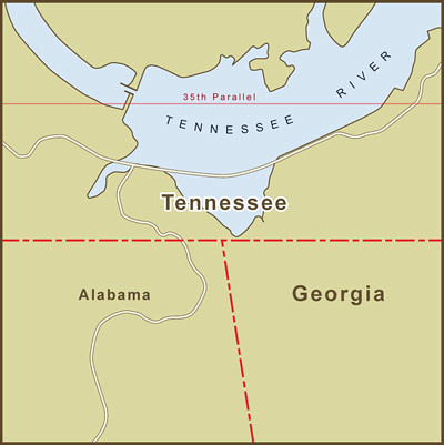 A Map of the Georgia / Tennessee Border Dispute Over Water Rights