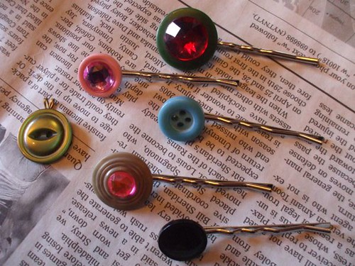Button hairclips for Powell's