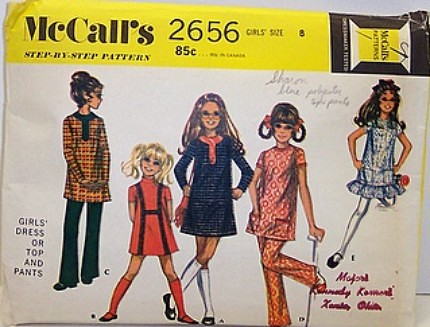 Vintage McCalls Pattern 2656 Girls Size 8 Mod A Line Dress, Pants, Tunic